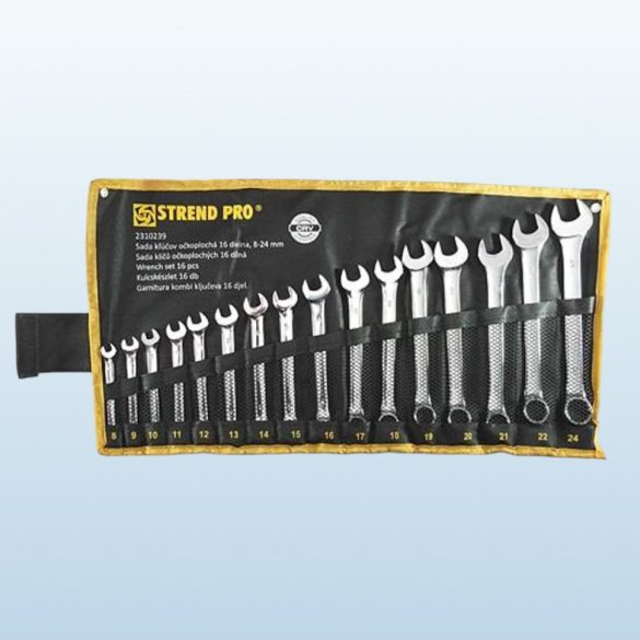 Csillag-villáskulcs-készlet, Strend Pro HR31585, ezüst, 16 részes, 8–24 mm, Cr-V