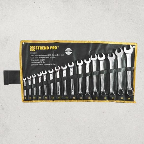 Csillag-villáskulcs-készlet, Strend Pro HR31585, ezüst, 16 részes, 8–24 mm, Cr-V