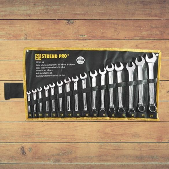 Csillag-villáskulcs-készlet, Strend Pro HR31585, ezüst, 16 részes, 8–24 mm, Cr-V