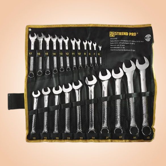Csillag-villáskulcs-készlet, Strend Pro HR31586, ezüst, 22 részes, 6–32 mm, Cr-V
