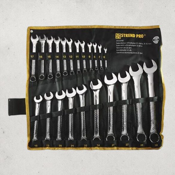 Csillag-villáskulcs-készlet, Strend Pro HR31586, ezüst, 22 részes, 6–32 mm, Cr-V