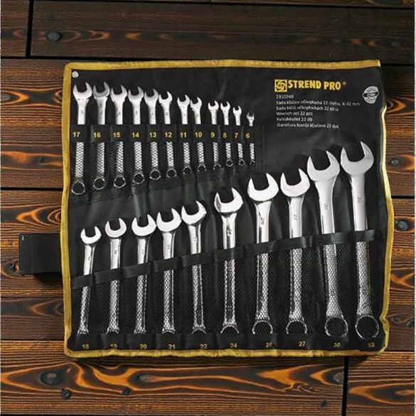 Csillag-villáskulcs-készlet, Strend Pro HR31586, ezüst, 22 részes, 6–32 mm, Cr-V