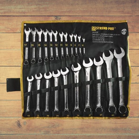 Csillag-villáskulcs-készlet, Strend Pro HR31586, ezüst, 22 részes, 6–32 mm, Cr-V