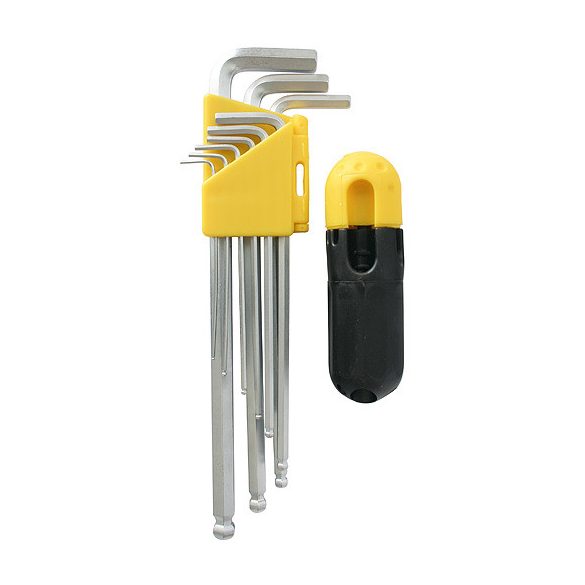 Imbuszkulcs készlet, Strend Pro HK7007, ezüst, 9 részes, 1,5 - 10 mm, Cr-V, gömbfejes
