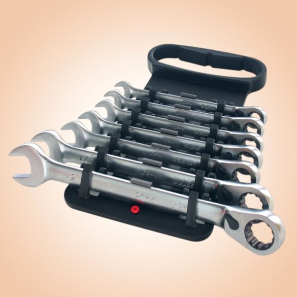 Racsnis csillag-villáskulcs-készlet, Honiton 1507HGCWH2E, ezüst, 7 részes, 10, 11, 12, 13, 14, 17, 19 mm, Cr-V