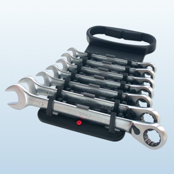 Racsnis csillag-villáskulcs-készlet, Honiton 1507HGCWH2E, ezüst, 7 részes, 10, 11, 12, 13, 14, 17, 19 mm, Cr-V