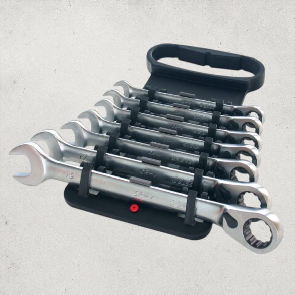 Racsnis csillag-villáskulcs-készlet, Honiton 1507HGCWH2E, ezüst, 7 részes, 10, 11, 12, 13, 14, 17, 19 mm, Cr-V