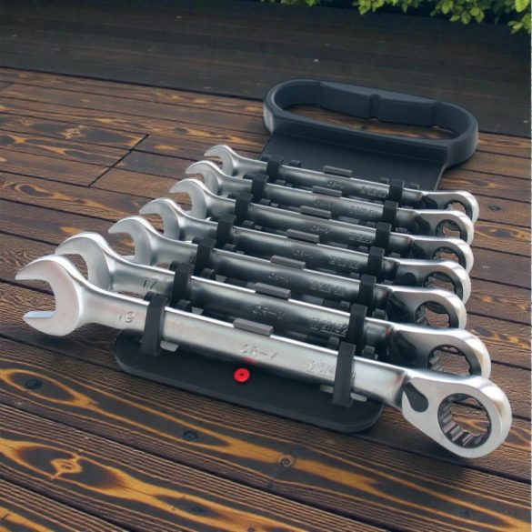 Racsnis csillag-villáskulcs-készlet, Honiton 1507HGCWH2E, ezüst, 7 részes, 10, 11, 12, 13, 14, 17, 19 mm, Cr-V