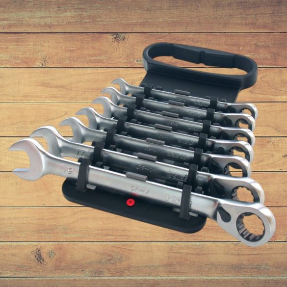 Racsnis csillag-villáskulcs-készlet, Honiton 1507HGCWH2E, ezüst, 7 részes, 10, 11, 12, 13, 14, 17, 19 mm, Cr-V