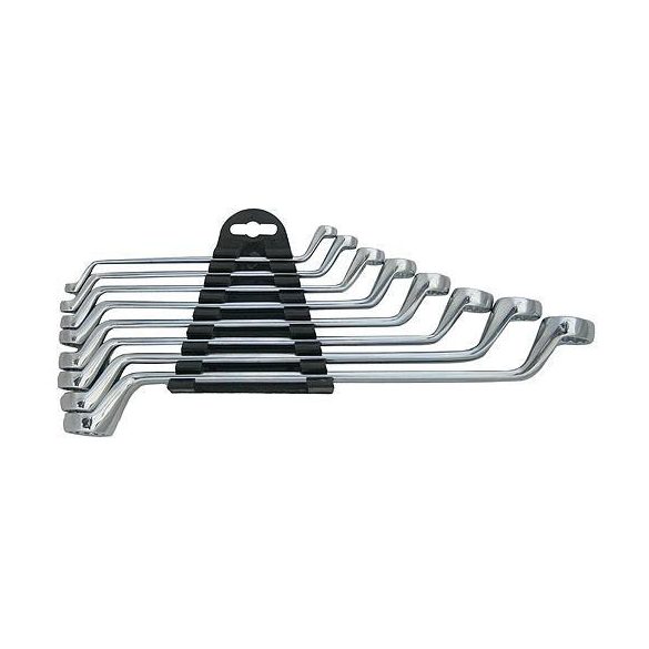 Csillagkulcs-készlet, Strend Pro HR32581, ezüst, 8 részes, 6–22 mm, Cr-V, 75°-ban hajlított