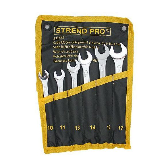 Csillag-villáskulcs-készlet, Strend Pro HR31581, ezüst, 6 részes, 10–17 mm, Cr-V