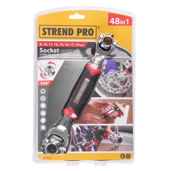Dugókulcs-készlet, Strend Pro SW12/4 Herkules, ezüst, 48 részes, univerzális, racsnis