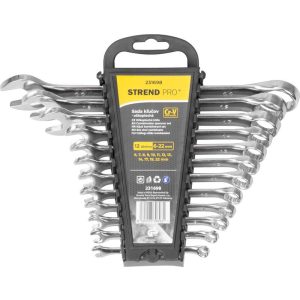 Csillag-villáskulcs-készlet, Strend Pro HR31584, ezüst, 12 részes, 6–22 mm, Cr-V