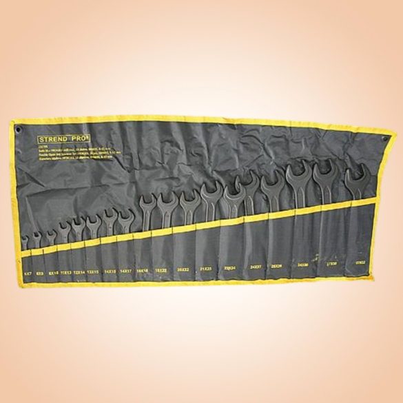 Villáskulcs-készlet, Strend Pro HR34183, fekete, 18 részes, 6 x 7 - 27 x 32 mm, DIN 895