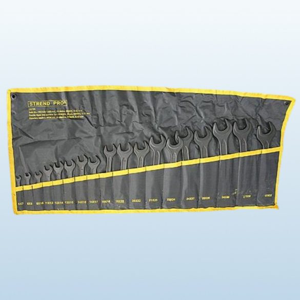 Villáskulcs-készlet, Strend Pro HR34183, fekete, 18 részes, 6 x 7 - 27 x 32 mm, DIN 895