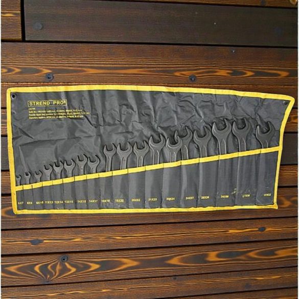 Villáskulcs-készlet, Strend Pro HR34183, fekete, 18 részes, 6 x 7 - 27 x 32 mm, DIN 895