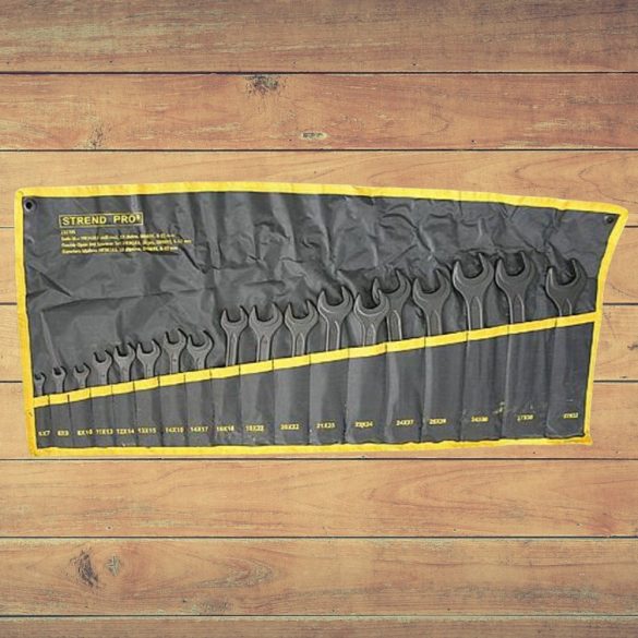 Villáskulcs-készlet, Strend Pro HR34183, fekete, 18 részes, 6 x 7 - 27 x 32 mm, DIN 895