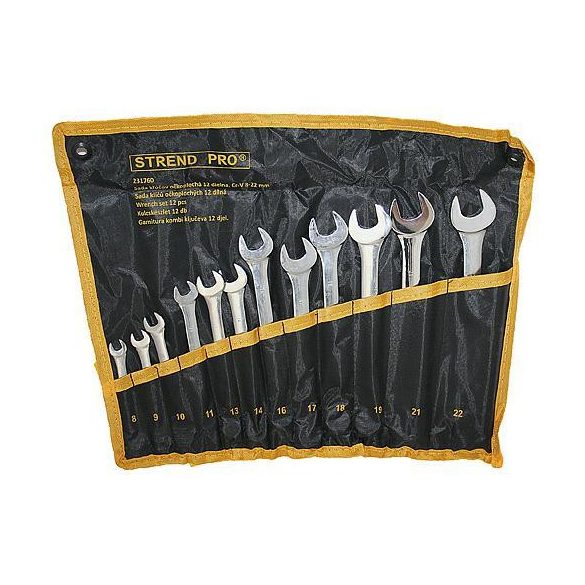 Csillag-villáskulcs-készlet, Strend Pro HR31584, ezüst, 12 részes, 8–22 mm, Cr-V
