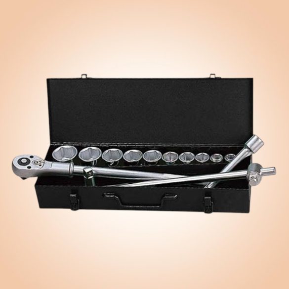 Dugókulcs-készlet, Whirlpower 1616-0121, fekete doboz, 21 részes, 3/4", racsnis