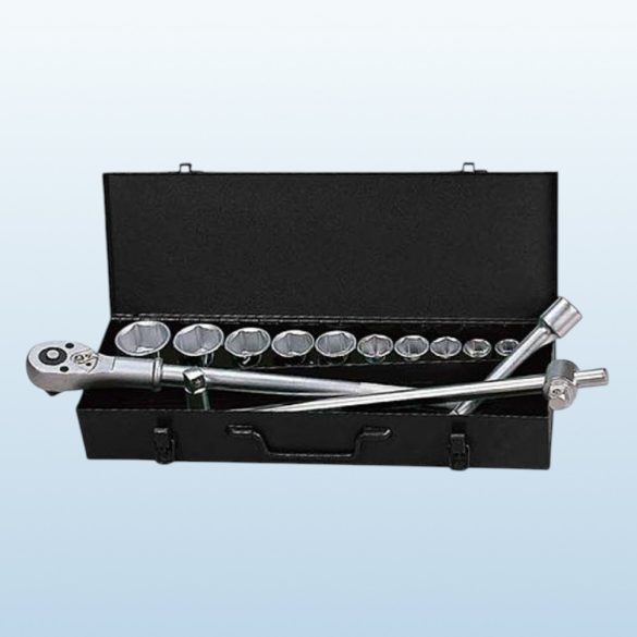 Dugókulcs-készlet, Whirlpower 1616-0121, fekete doboz, 21 részes, 3/4", racsnis