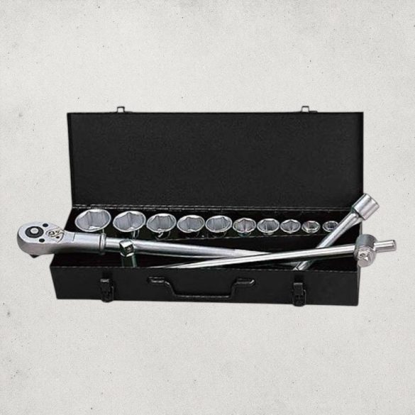 Dugókulcs-készlet, Whirlpower 1616-0121, fekete doboz, 21 részes, 3/4", racsnis