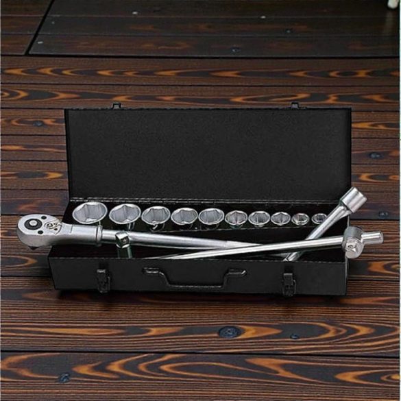 Dugókulcs-készlet, Whirlpower 1616-0121, fekete doboz, 21 részes, 3/4", racsnis