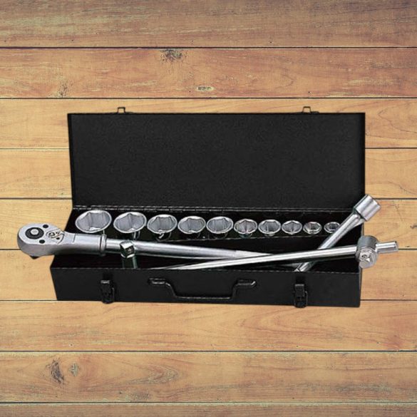 Dugókulcs-készlet, Whirlpower 1616-0121, fekete doboz, 21 részes, 3/4", racsnis