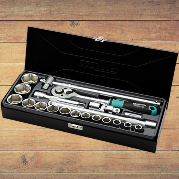 Dugókulcs-készlet, Whirlpower 1614-SK13SE, fekete doboz, 45 részes, 1/2", racsnis