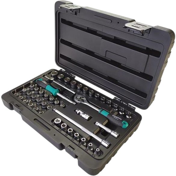 Dugókulcs-készlet, Whirlpower 1612-2545SE, fekete doboz, 45 részes, 1/4", racsnis