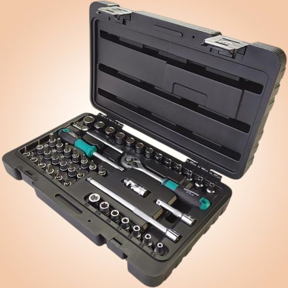 Dugókulcs-készlet, Whirlpower 1612-2545SE, fekete doboz, 45 részes, 1/4", racsnis