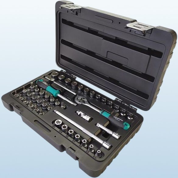 Dugókulcs-készlet, Whirlpower 1612-2545SE, fekete doboz, 45 részes, 1/4", racsnis