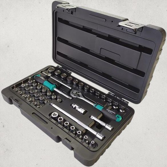 Dugókulcs-készlet, Whirlpower 1612-2545SE, fekete doboz, 45 részes, 1/4", racsnis