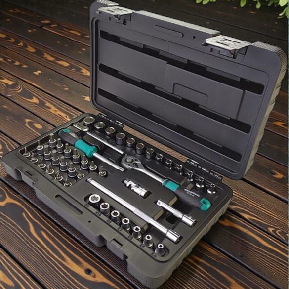 Dugókulcs-készlet, Whirlpower 1612-2545SE, fekete doboz, 45 részes, 1/4", racsnis