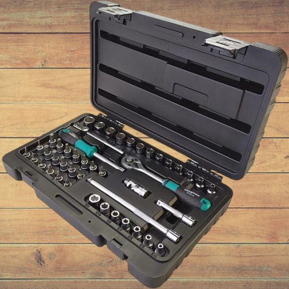 Dugókulcs-készlet, Whirlpower 1612-2545SE, fekete doboz, 45 részes, 1/4", racsnis