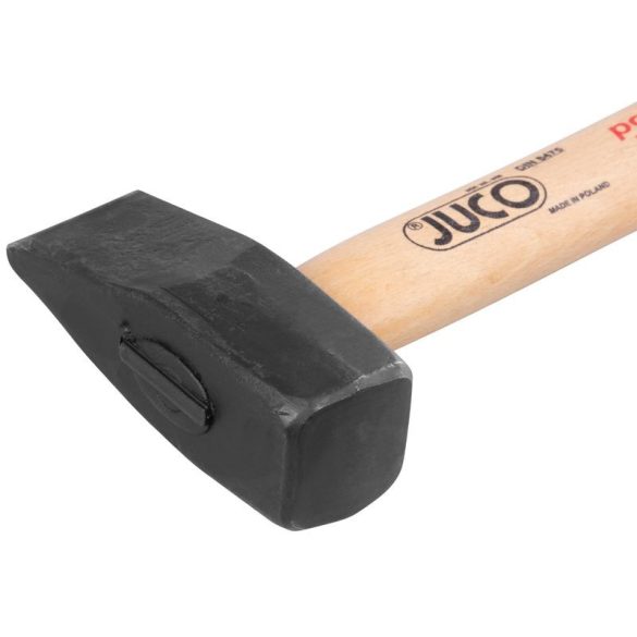 Lakatos kalapács, Juco, fekete, 1000 g, fa nyél, acél fej, DIN 6475, lapos/hegyes