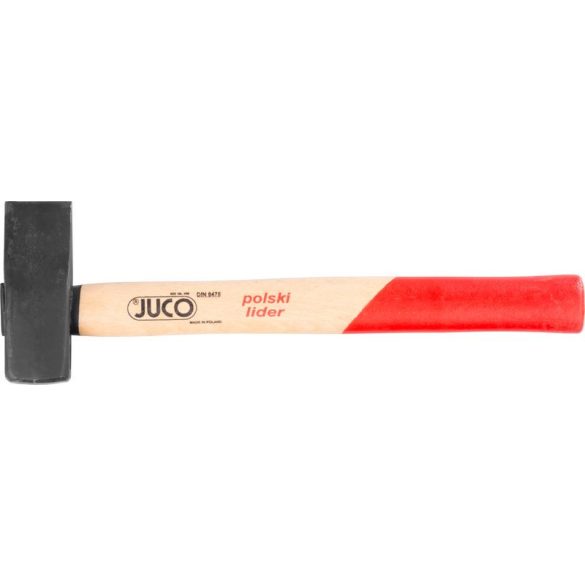 Lakatos kalapács, Juco, fekete, 1000 g, fa nyél, acél fej, DIN 6475, lapos/hegyes