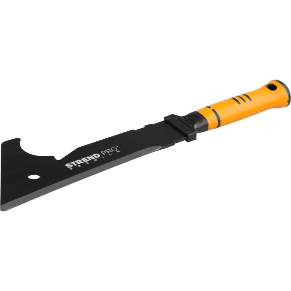 Bozótvágó kés, Strend Pro Premium M180A, fekete/narancs, 27 cm/18 cm pengehossz, szénacél penge, üvegszálas nyél, TPR markolat, élvédő
