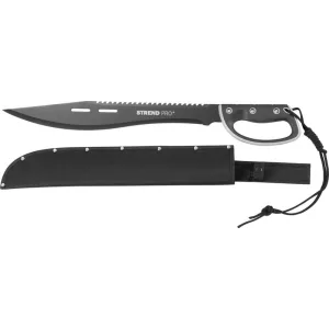Bozótvágó kés, Strend Pro Garden Tactical, fekete, 61 cm/45 cm pengehossz, fűrészfogakkal, acél penge, kézvédővel, övhurokkal