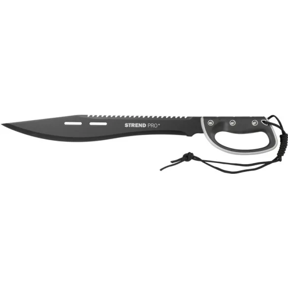 Bozótvágó kés, Strend Pro Garden Tactical, fekete, 61 cm/45 cm pengehossz, fűrészfogakkal, acél penge, kézvédővel, övhurokkal