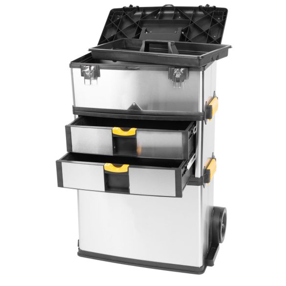 Szerszámosláda, Strend Pro TBx3042-F, ezüst, 36 kg teherbírás, kerekes, fogantyúval, rozsdamentes acél