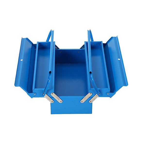 Szerszámosdoboz, Strend Pro TB102F, 43 x 20 x 16 cm, kék, 3 részes, fém, széthajtható, hordozható