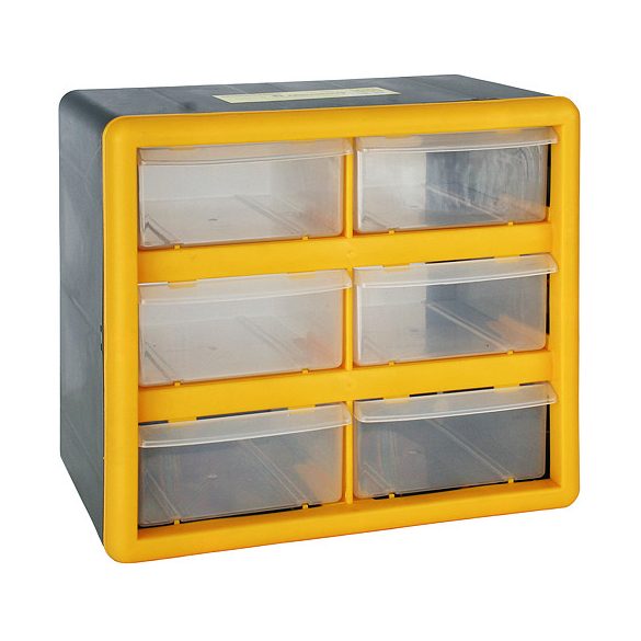 Rendszerező polc, Strend Pro SBx3045-A, 26,5 x 16 x 23,5 cm, sárga, falra szerelhető, 6 tárolóhely, PVC, 12 kg teherbírás