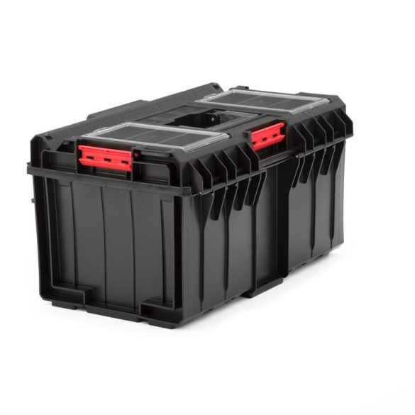 Szerszámosláda, Qbrick Patrol System One 350 Profi, 58,5 × 38,5 × 32 cm, fekete, 38 l, por- és vízálló, megerősített fedél, kivehető multi rekesz, 120 kg teherbírás