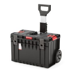   Szerszámosláda, Qbrick Patrol System One Cart Basic, 58,5 × 43,8 × 69 cm, fekete, 50 l, kerekes, teleszkópos fogantyú, por- és vízálló, moduláris, PRO kompatibilis