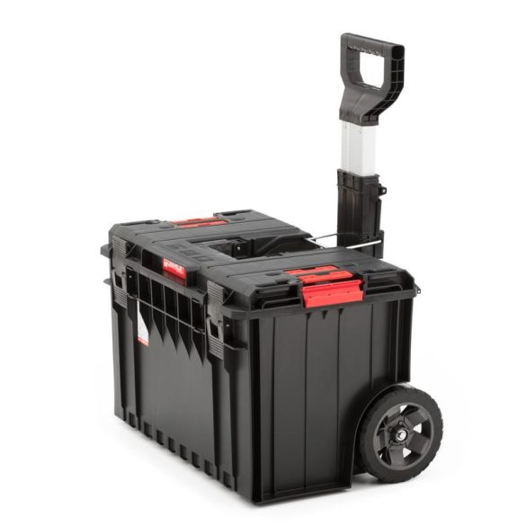 Szerszámosláda, Qbrick Patrol System One Cart Basic, 58,5 × 43,8 × 69 cm, fekete, 50 l, kerekes, teleszkópos fogantyú, por- és vízálló, moduláris, PRO kompatibilis