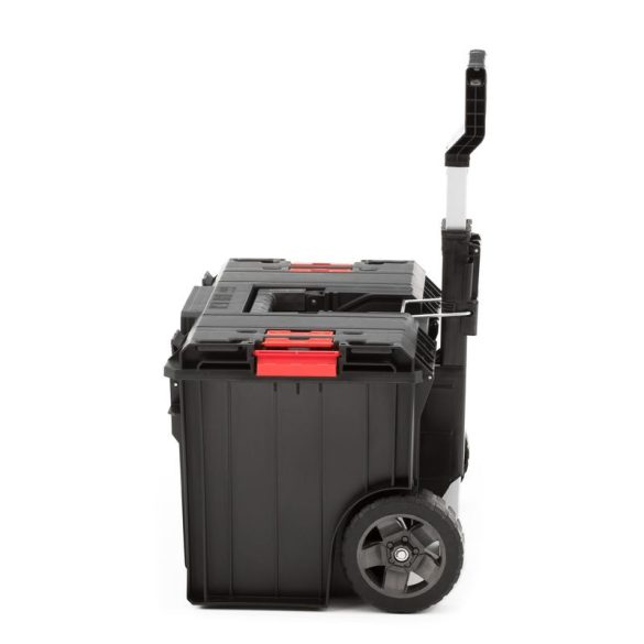 Szerszámosláda, Qbrick Patrol System One Cart Basic, 58,5 × 43,8 × 69 cm, fekete, 50 l, kerekes, teleszkópos fogantyú, por- és vízálló, moduláris, PRO kompatibilis