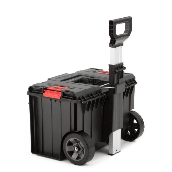 Szerszámosláda, Qbrick Patrol System One Cart Basic, 58,5 × 43,8 × 69 cm, fekete, 50 l, kerekes, teleszkópos fogantyú, por- és vízálló, moduláris, PRO kompatibilis
