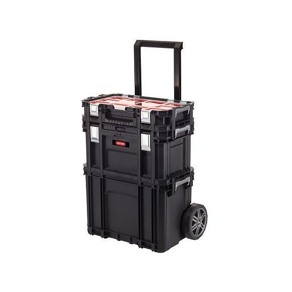 Tárolódoboz készlet, Keter Connect Rolling System, fekete, 3 db, szerszámokhoz