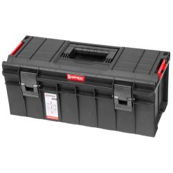   Szerszámosdoboz, Qbrick Patrol System Pro 600 Basic, 54,5 × 27 × 24,6 cm, fekete, 22 l, tömítéssel, fedélbe épített vágásvezetővel, poliamid oldalsó csatlakozókkal