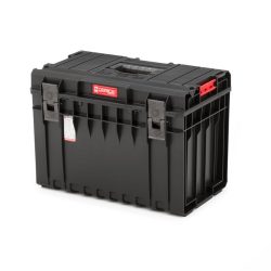   Szerszámosláda, Qbrick Patrol System One 450 Basic, 58,5 × 38,5 × 42 cm, fekete, 52 l, víz- és porálló, hermetikus, cserélhető rekeszekkel, 120 kg teherbírás